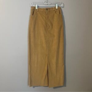 Kirious Tan Women's Corduroy Pencil Skirt With front center Slit Midi Size S